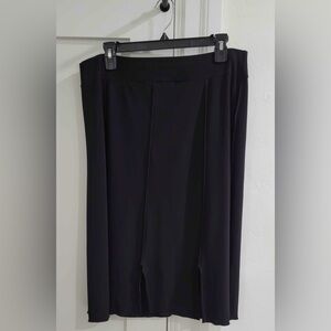 Susan Lawrence black raw hem pleated/ multi slit maxi skirt
